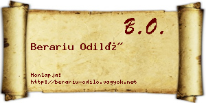 Berariu Odiló névjegykártya
